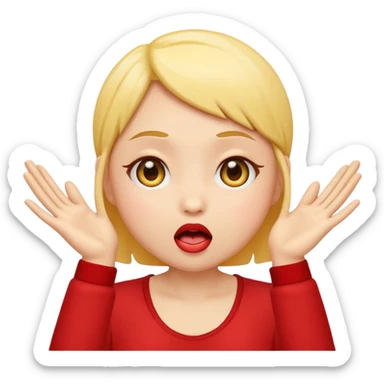 emoji with big anime like eyes like big cute eyes, puckered lips, red cheeks, Little excited clasp with their hands up by their cheeks, yellow skilled emoji no hair  sticker