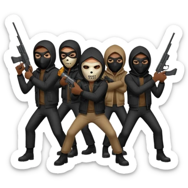 Hoodlums with robber masks and guns sticker