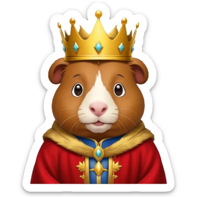guinea pig king with golden crown and red robe sticker