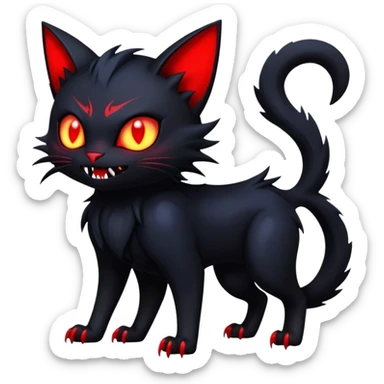 Vampiric feral futuristic gothic emo dark bat-cat-Litten-Noibat-Fakémon-hybrid-creature (full body) sticker