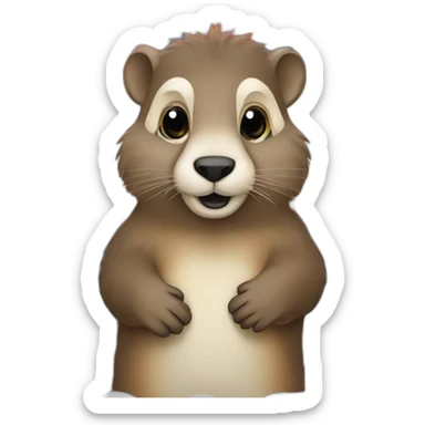 cute marmot with serbian flag red blue white sticker