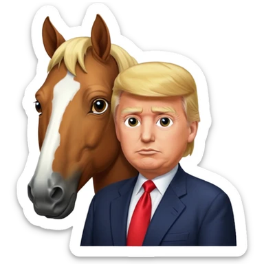 Donald trump with a horse sticker