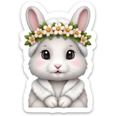 cute rabbit wearing clothes and flower crown sticker