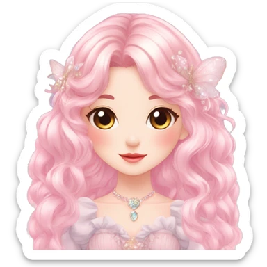 Dreamy pretty elegant kawaii shiny blushing shy anime pastel lady kawaii beautiful hair naturecore fairycore cottagecore jewels trending aesthetic sticker