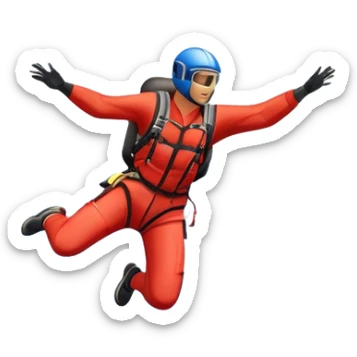 A base jumper soaring through the sky, with a parachute deployed, gliding over a dramatic cliffside or tall building. The background showcases a vast landscape below, with clouds and open skies, emphasizing the adrenaline and freedom of the sport sticker