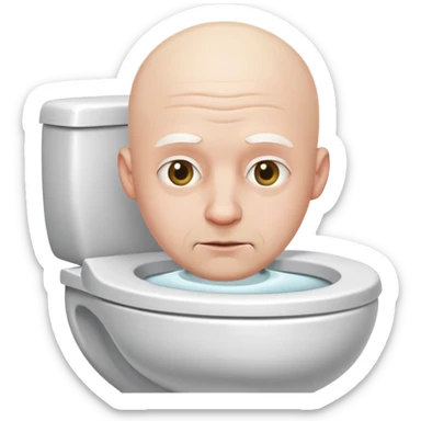 a white bald man in a toilet but just the head sticker