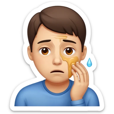 Exhausted person with drool sticker