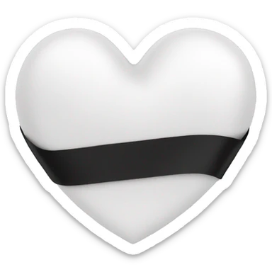 white heart with black ribbon sticker