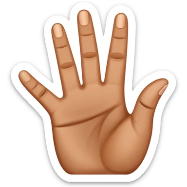 4 fingers up brown hand. Thumb tucked in sticker
