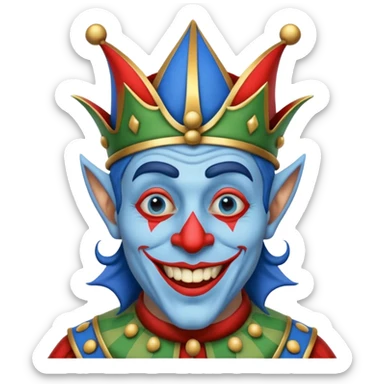 crazy funny colorful human jolly joker, medieval, vintage, court jester, mac os icon, blue color sticker
