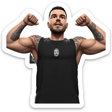 muscular guy with tattoos sticker