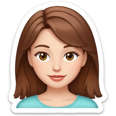brown long hair girl with soft makeup, winking sticker