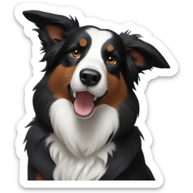 Border Collie black  with one erect ear and one lying ear sticker
