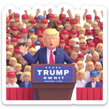 Donald Trump speaking at a rally sticker