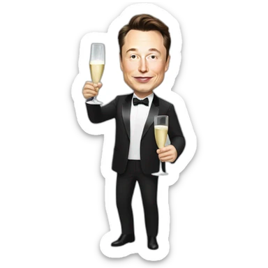 Elon musk holding champagne sticker