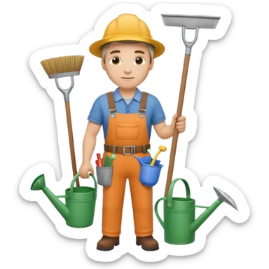 builder,gardener and sweeper sticker
