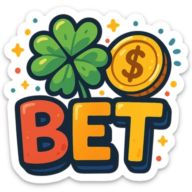 playful and colorful betting logo with a lucky clover and coin sticker