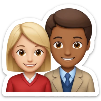 A teacher and a student having a conversation facing each other. sticker