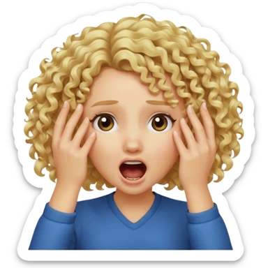 Emoji di ragazza bionda riccia che urla e mette una mano in faccia verso la fronte sticker