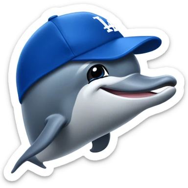 Dolphin with Los Angeles Dodgers cap  sticker