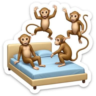 Cinco monitos salta en la cama uno se cayó se golpeó la cabeza mamá llamo al doctor ye le doctor dijo no más monos saita em la cama sticker