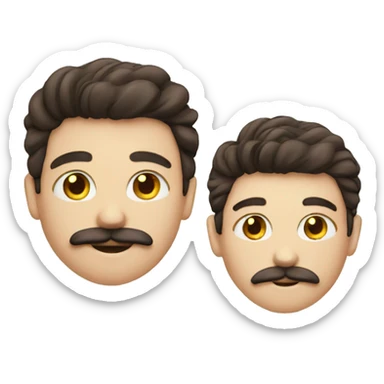 two boys white skin and one boy with moustache sticker