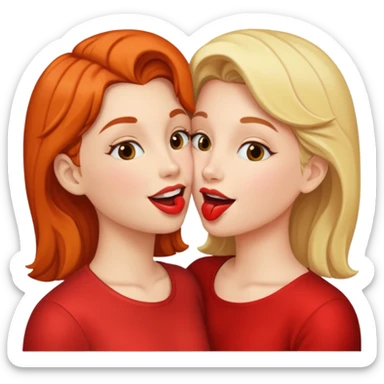 woman kissing another woman on the mouth sticker