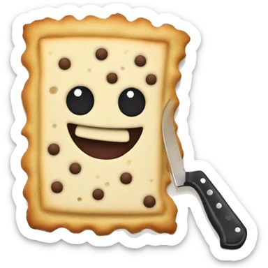 poptart smiling holding a knife sticker