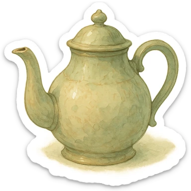 vintage teapot, natural colors, soft, fairy-like atmosphere, no background, square size sticker