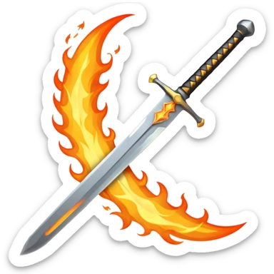 sword on fire crossed sticker