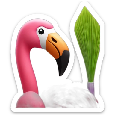 pink flamingo holding a paintbrush sticker