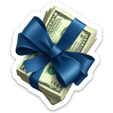 dollars in a dark blue bow sticker
