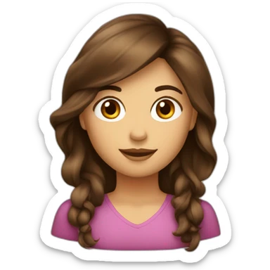 Fille cheveux mi long brune sticker