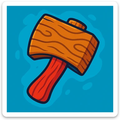 wooden axe head texture in vibrant toon style, cartoon style sticker