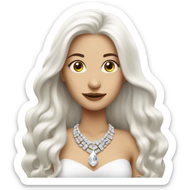 Woman with very long white hair wearing a diamond necklace  sticker