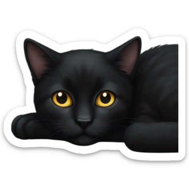snuggling black cat sticker