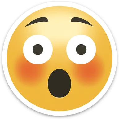 Create a shocked emoji in classic apple emoji style with no background, variant 2. The emoji should express surprise with wide eyes and open mouth, consistent with the classic emoji look. sticker