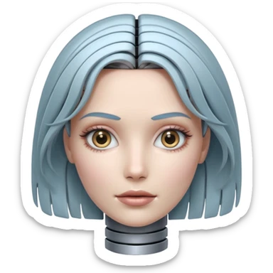 female different hair color metalic robot face like 3rd picture of the last one sticker