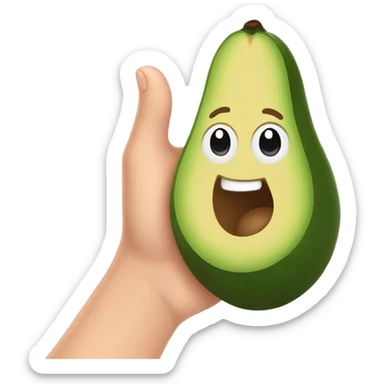 avocado waving hand sticker