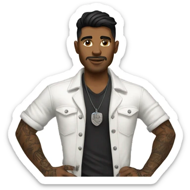 black haired male tattoo artist with leather boots sticker