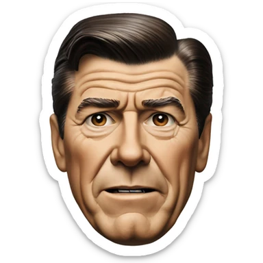 photorealistic Ronald Reagan serious sticker