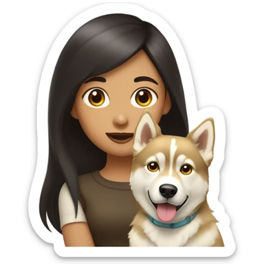 A girl Dark brown  hair next to a light dorée  Husky sticker
