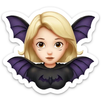 cute girl bat flying sticker