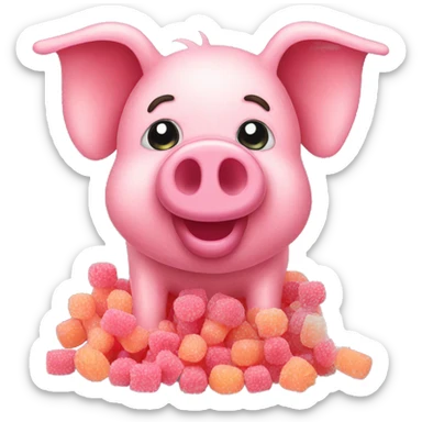 Pig made of sour candy laces and sweets sticker