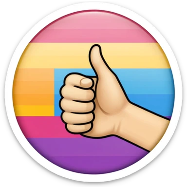 thumbs up emoji, pride flag pattern with trans stripes, black and intersex circle sticker