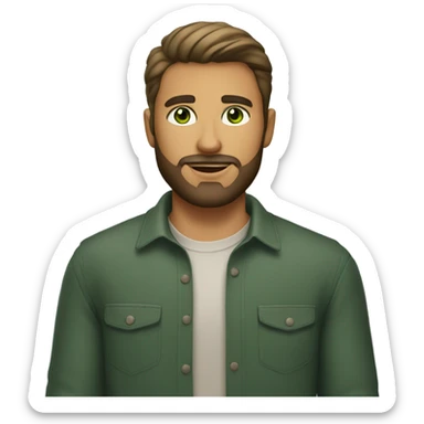 handsome man with beard and green eyes light medium skin sticker