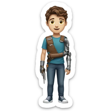 realistic brown haired boy metal arm sticker