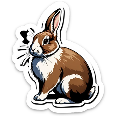 Brown white black tan realistic bunny sticker