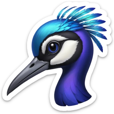 Blue and black Sicklebill headshot sticker