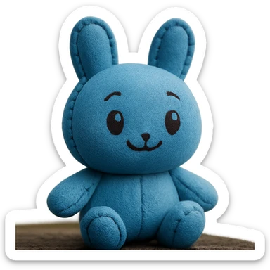 Extract the blue bunny plushie exactly as it appears in the original image, preserving all original details, colors, and face, with a transparent background. sticker